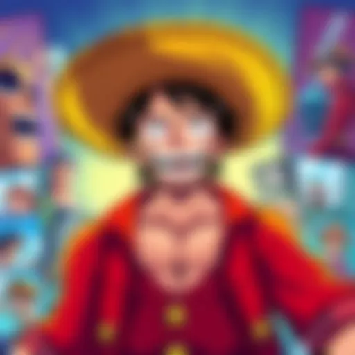 Colorful illustration of Pirate King Luffy with his signature straw hat, posing heroically with a big smile, surrounded by creative edits from the community.