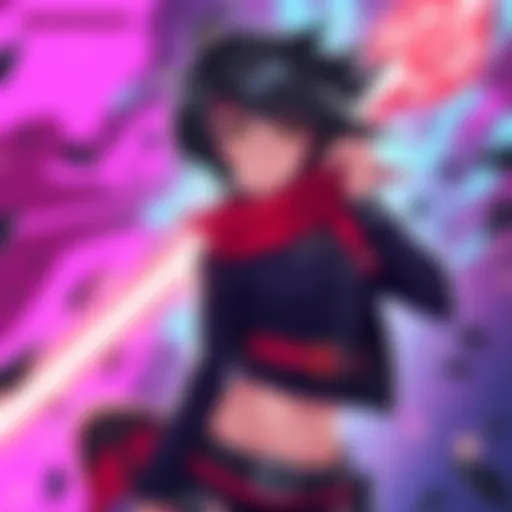 Vibrant fan art showcasing Sarada with her signature outfit and hairstyle, surrounded by bright colors and dynamic poses.