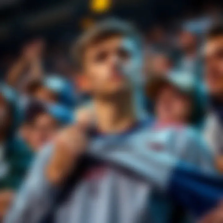 A devoted fan with a sad expression holding a team jersey, reflecting frustration over a player's recent performance