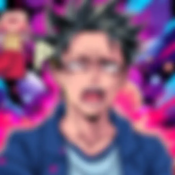 A vibrant manga panel showcasing a character expressing deep emotion, surrounded by colorful backgrounds that highlight the intensity of the moment.