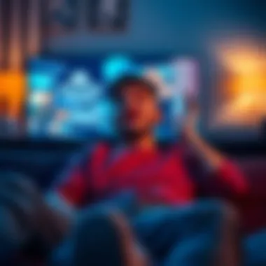 Fan discovers hidden scene A fan watching a popular series on a couch with surprised expression, as credits roll on the screen