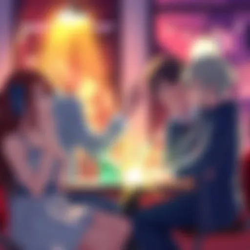 A scene from HXH featuring main characters interacting with elements of fan service, highlighting their personalities and story arcs