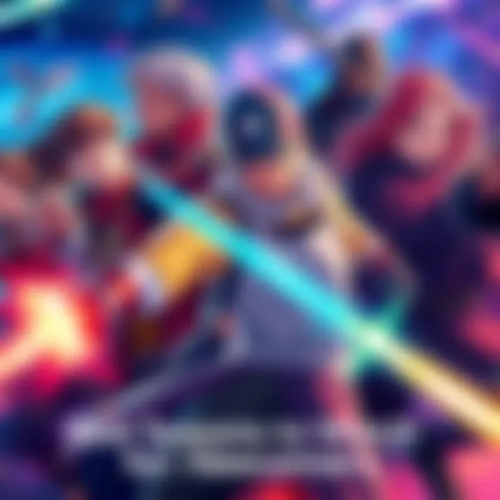 Vibrant fan art featuring main characters from the series in action poses