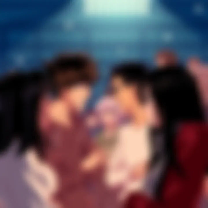 Fandom Debate on Relationships A group of fans discussing their views on relationships between characters from My Hero Academia, showcasing expressions of disagreement and passion.