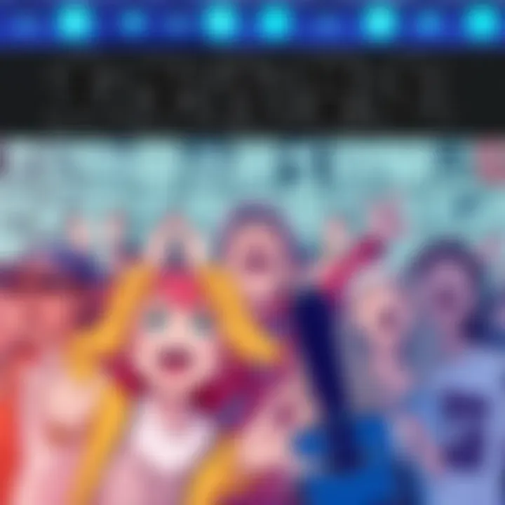 Group of fans joyfully expressing gratitude for Gege losing his pen, with a backdrop of manga panels