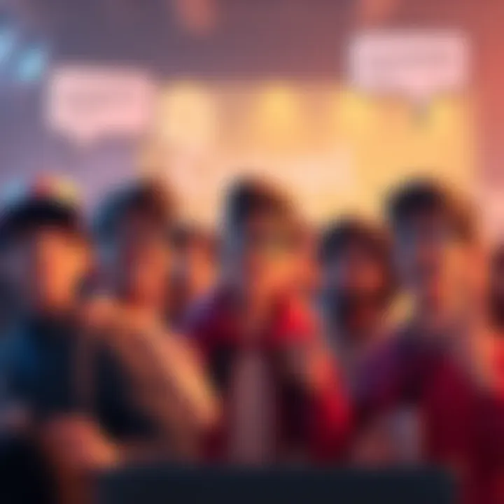 Fans expressing complaints A group of animated fans discussing their complaints about minor issues in a lively online forum, with speech bubbles indicating their grievances.