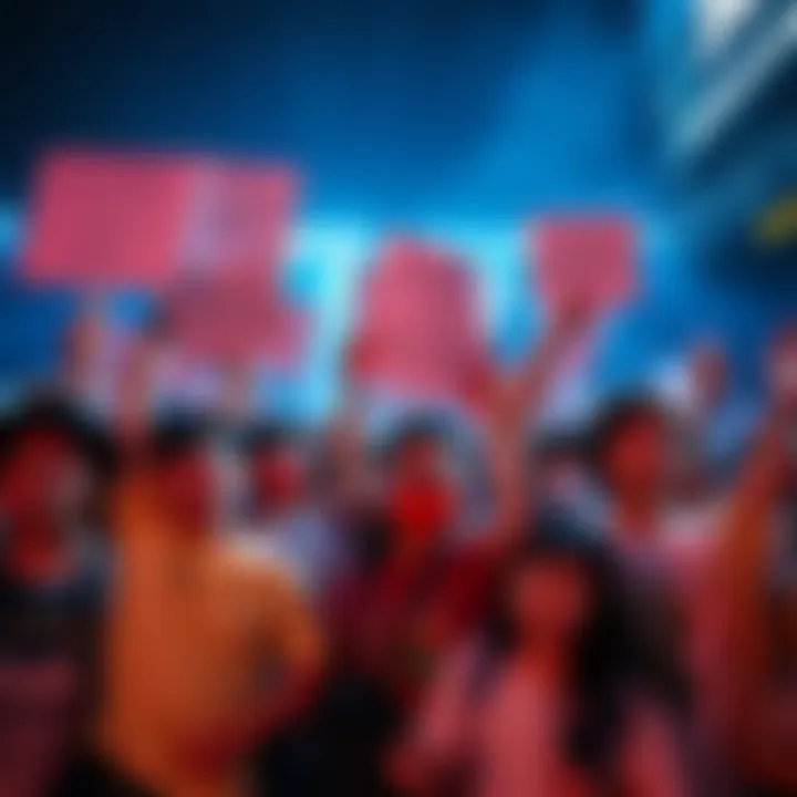 A group of fans expressing frustration over the live-action adaptation with signs and posters highlighting their concerns about casting and character portrayal.