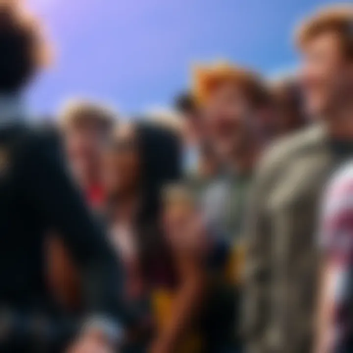 A diverse group of fans excitedly sharing their favorite character choices for a new crossover game