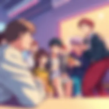 Fans discussing anime Group of fans sharing thoughts about an anime that breaks shonen norms