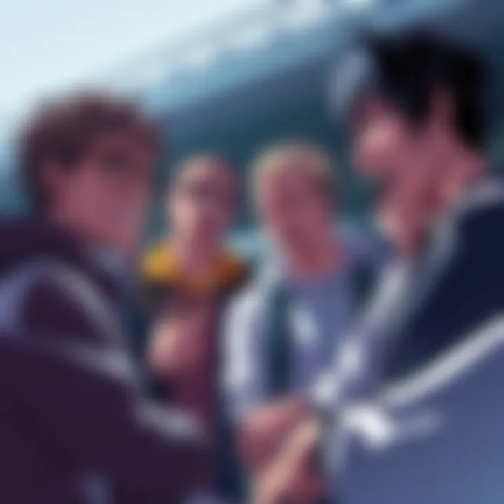 Fans discussing Jujutsu Kaisen characters A group of fans excitedly sharing their thoughts about Jujutsu Kaisen characters after reading the manga for the first time