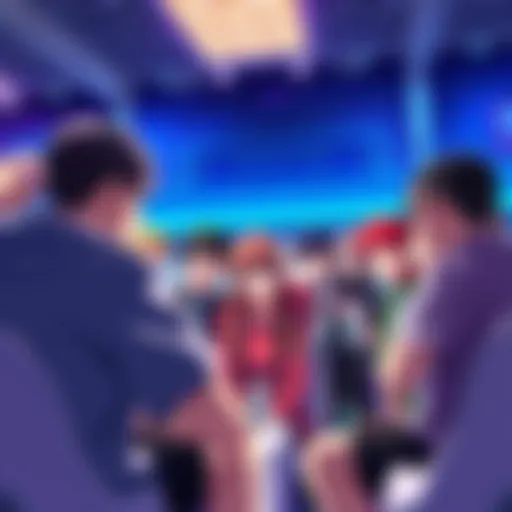 A group of anime fans engaging in a lively discussion about the series Sentenced to Be a Hero.