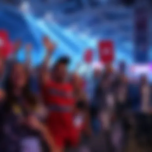 A group of excited fans showcasing colorful Banner Units at an event, capturing their enthusiasm and support for the trend.