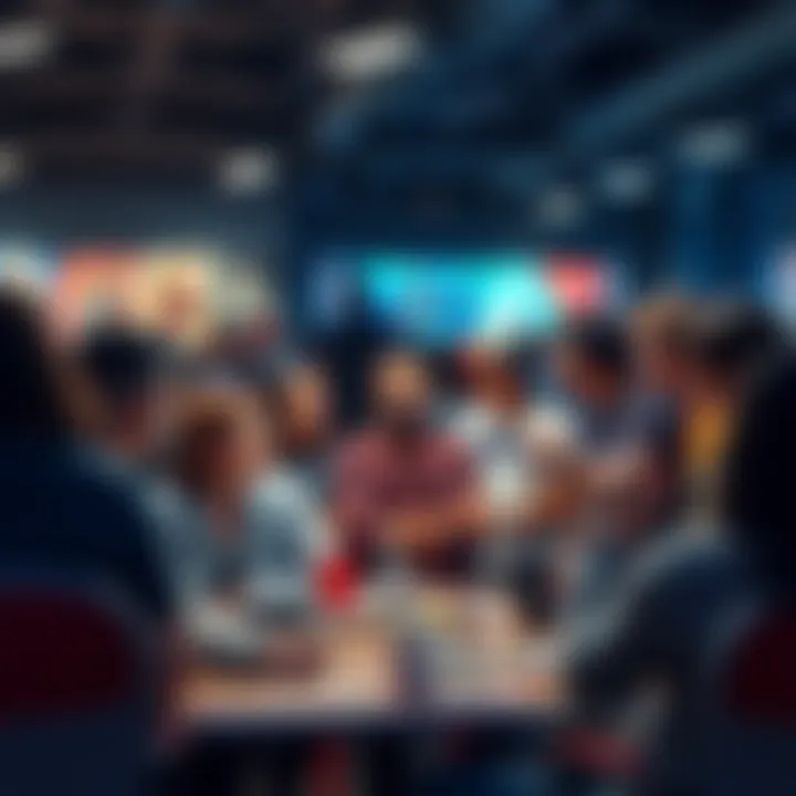 A group of diverse fans sitting together, sharing their thoughts and enthusiasm about their favorite shows and characters, with posters and merchandise around them.