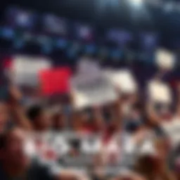 A lively crowd holding signs and cheering for Big Mara's return in 2026