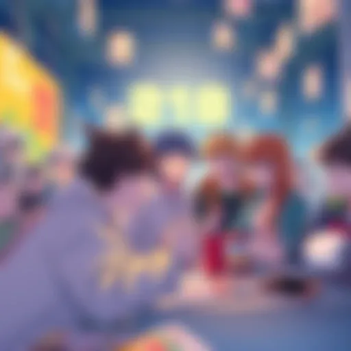 A group of fans discussing theories and excitement for Chapter 11 of Machino-san, with manga pages and artwork around them.