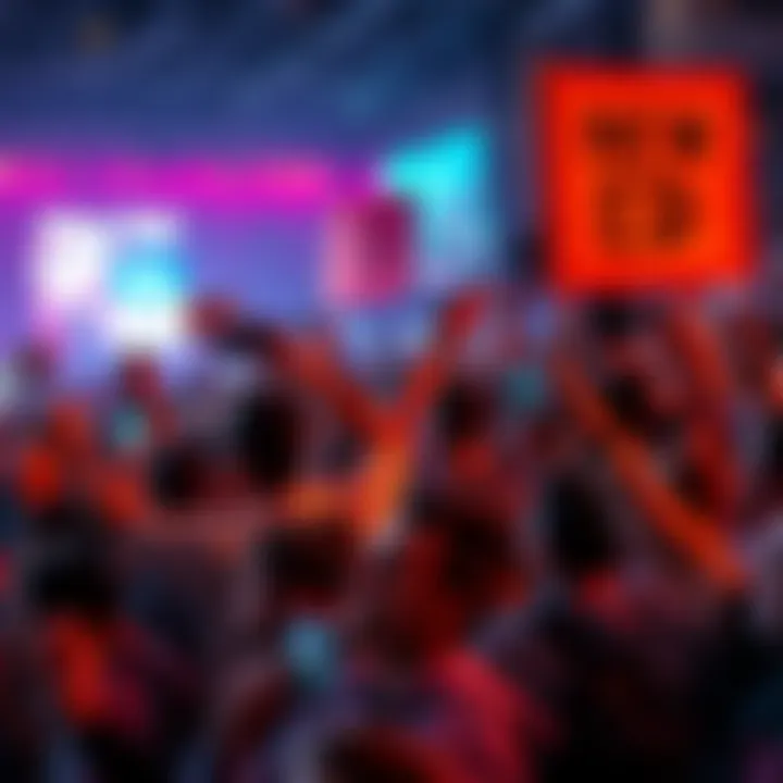 A crowd of enthusiastic fans holding signs and banners, eagerly awaiting the latest Ed content release.