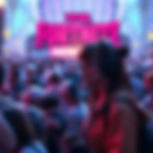 A large crowd of excited fans waiting in line to meet a character from a popular video game at an event