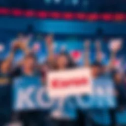 Fans Showing Love for Koron A group of fans enthusiastically cheering and holding signs in support of Koron, their favorite oshi, at a fan event