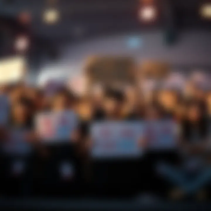 A group of unhappy fans holding signs expressing their dissatisfaction with the BBS 10th anniversary event, showcasing their disappointment in the celebration.