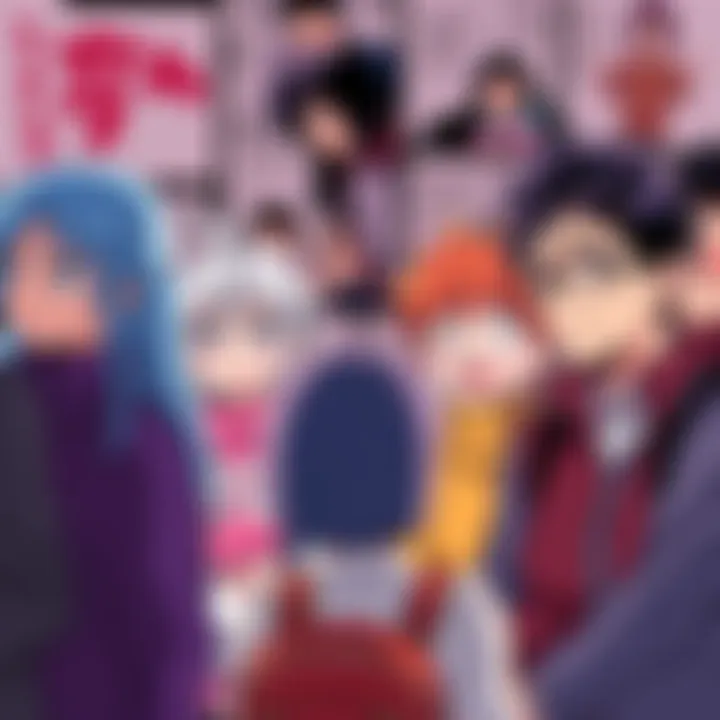 A group of manga fans discussing their views on the portrayal of human-mamodo relationships, showing mixed expressions of confusion and frustration, with manga panels in the background.