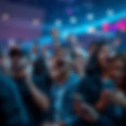 Group of fans showing shock and disbelief at an event while discussing on their phones