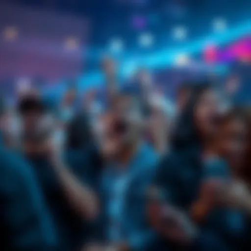 Group of fans showing shock and disbelief at an event while discussing on their phones