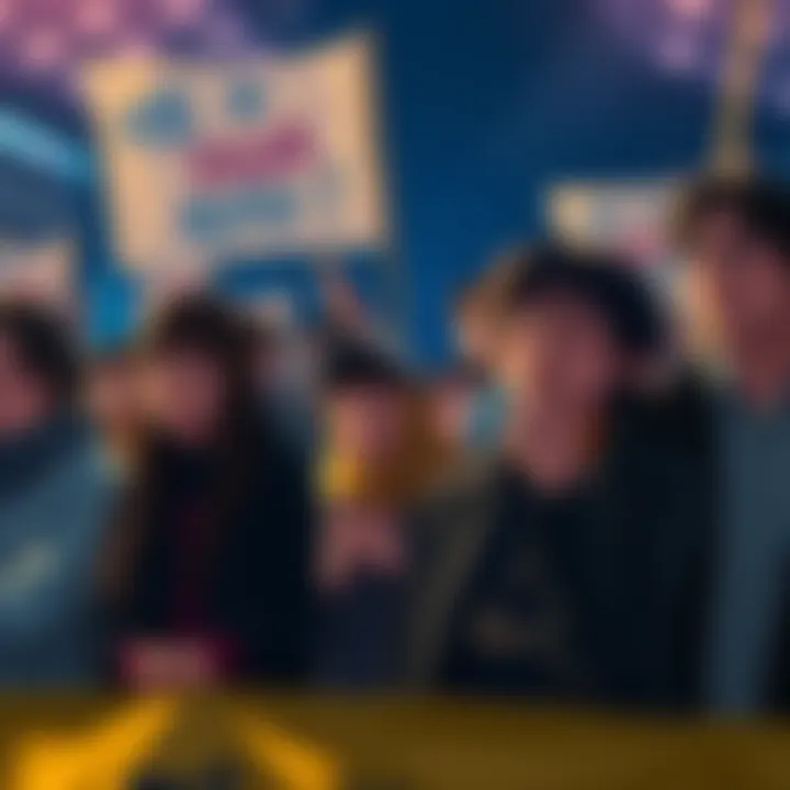 A group of fans showing sadness and emotion over Yaga Masamichi's recent events, with some holding banners and others looking reflective.