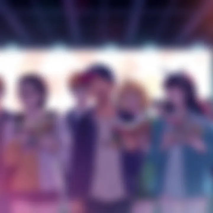 Group of excited fans discussing Season 3 while holding manga volumes in hand