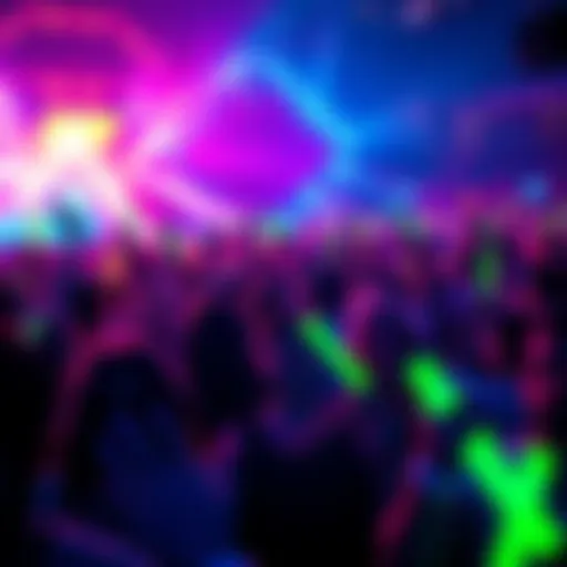 A crowd of excited fans enjoying the All for One concert, waving glow sticks and singing along to the music.