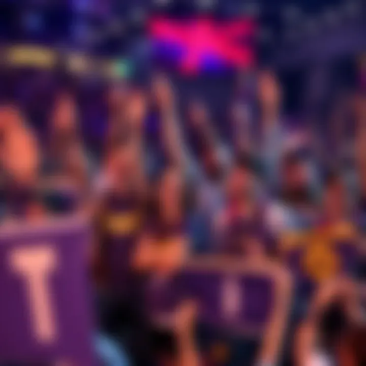 A crowd of fans joyfully celebrating the humorous and charming traits of Gammas with banners and smiles.