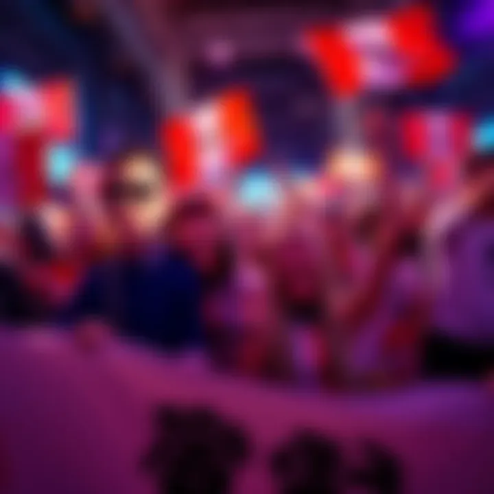 A group of fans passionately showing their support for Kitagawa at a lively event, holding banners and wearing themed outfits.