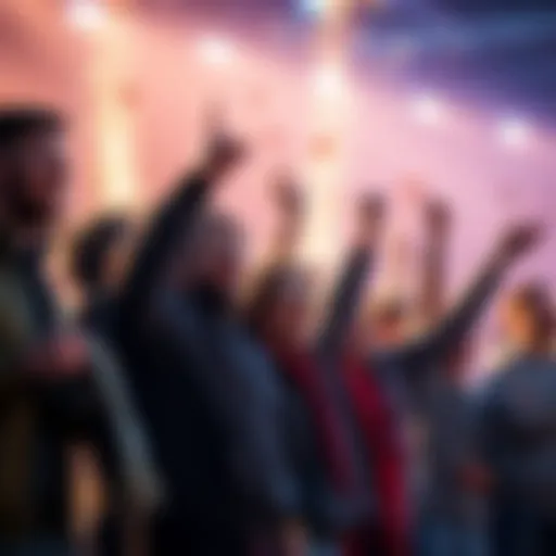 Group of fans excitedly discussing and celebrating a new formation drop, showing enthusiasm and energy.