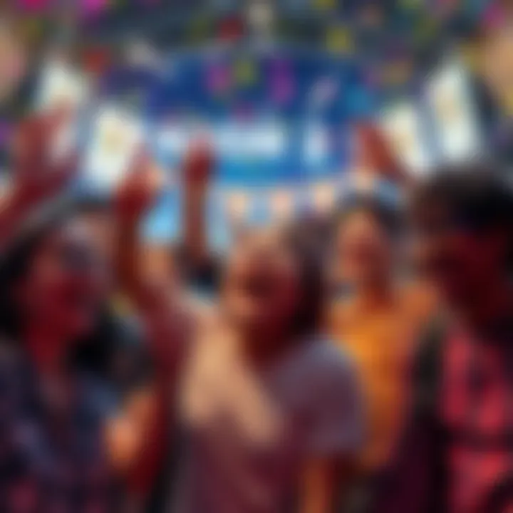 A group of fans joyfully reacting to the announcement of Season 2 release in 2025, with confetti and banners in the background.
