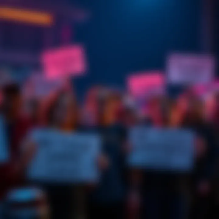 Fans Discuss Dark Visuals Group of fans expressing concerns about dark visuals in a live-action adaptation, with some holding signs calling for better lighting.