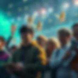 A group of passionate fans discussing whether HKs can compete with Seraphim, with discussion boards and heated expressions