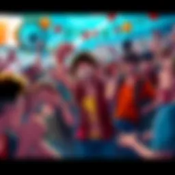 Fans defending Luffy's power A group of passionate fans engaging in lively debate over Luffy's abilities in online forums