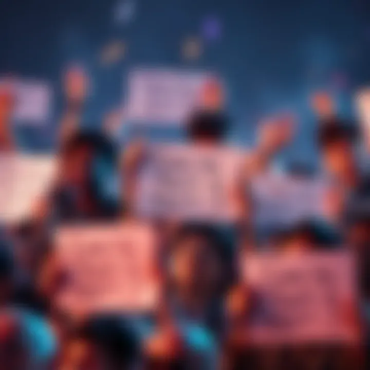 A group of fans gather in frustration, holding signs demanding a third part of the series to restore its quality.