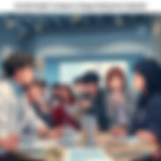 A group of fans debating over a table with manga and coffee cups, expressing mixed feelings about the ending of Fujimoto's story.