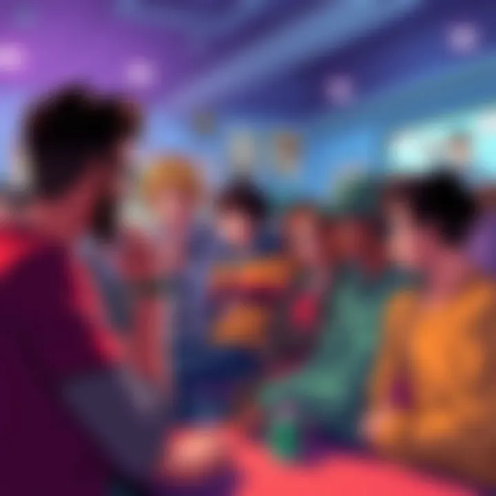 A group of animated fans debating over Zoro's character traits in a lively forum setting