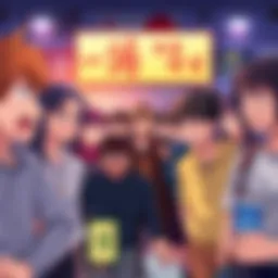 A group of fans sharing opinions on a forum about English versus Japanese judgments in anime, showing animated expressions of frustration and preference for authenticity