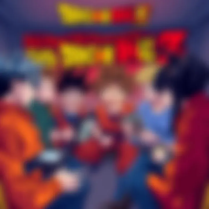 Group of fans discussing their experiences with Dragon Ball and showing VHS tapes and video games