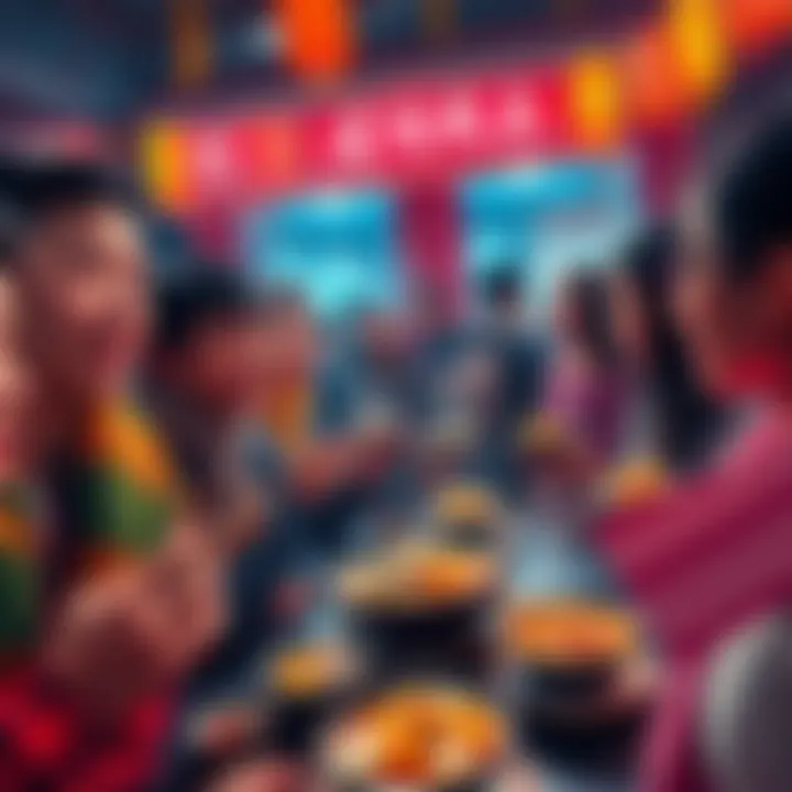 Fans Enjoying Oden Dishes Group of fans sharing vibrant Oden dishes while discussing Yamato culture