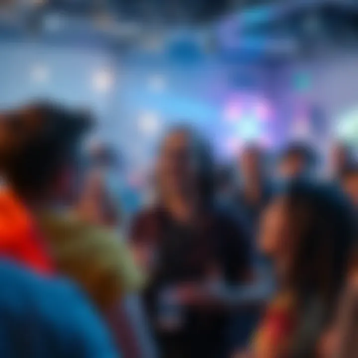 A group of fans discussing their excitement over a new format release at a community gathering