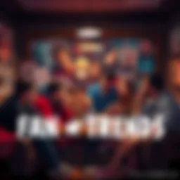 Fans discussing fandom trends A group of fans passionately debating the latest plot developments in a cozy setting with posters and merchandise around them