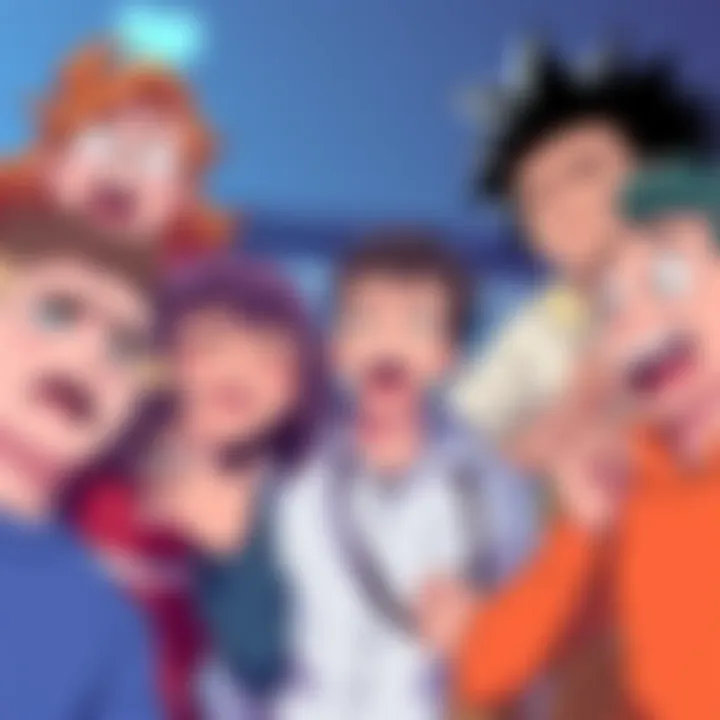 A group of animated fans expressing mixed emotions about the removal of filler episodes, showing excitement and concern.