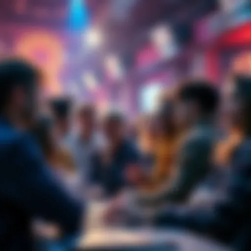 A group of diverse fans sharing their thoughts on a recent release in a vibrant online forum setting.