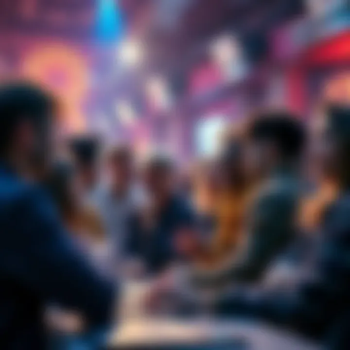 A group of diverse fans sharing their thoughts on a recent release in a vibrant online forum setting.