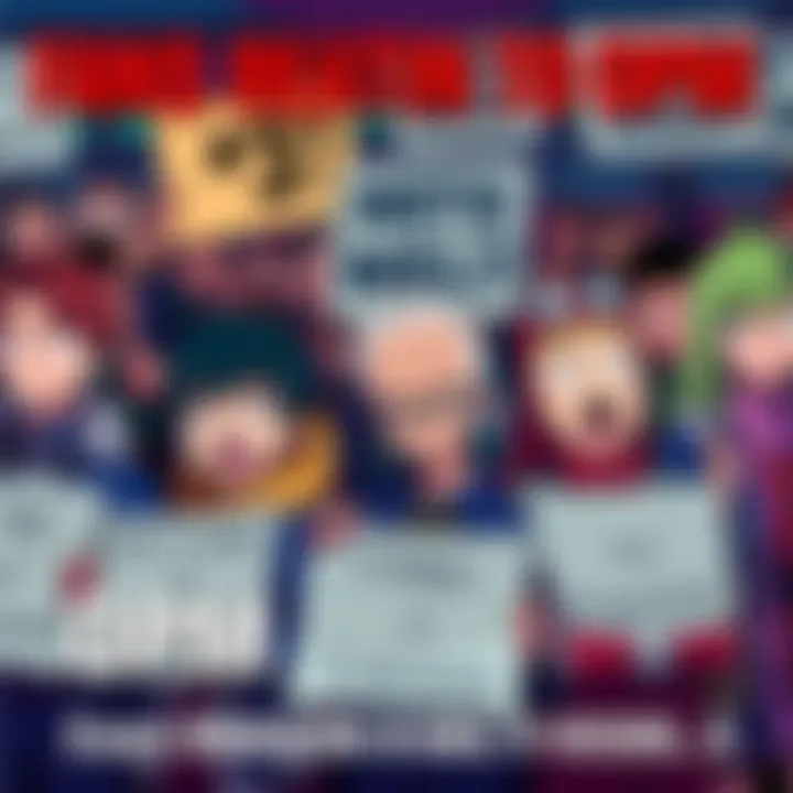 A group of fans expressing disappointment over the quality of One Punch Man Season 3, comparing it to Dragon Ball Evolution, with signs and animated expressions