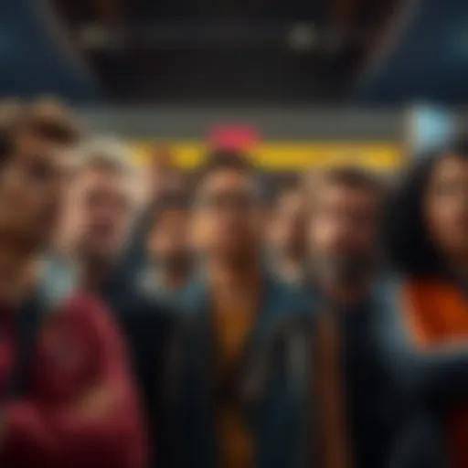 A group of fans discussing their opinions on Roger's character in the Flashback series, showing mixed expressions of dissatisfaction and concern.