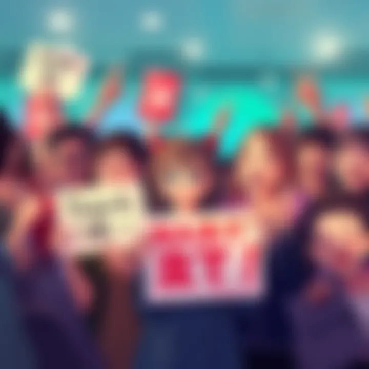 Fans Thank Mane-chan A group of fans expressing gratitude towards Mane-chan, holding signs and smiling warmly.